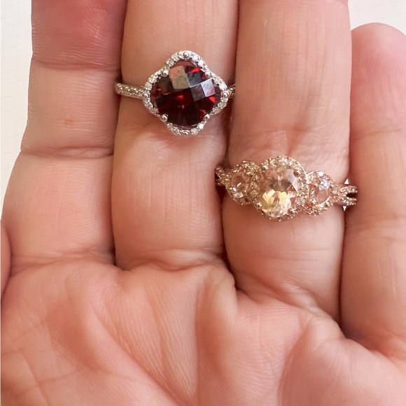 2ct Garnet Diamond Halo Gold Ring - Picture 3 of 6